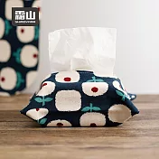 【日本霜山】日式印花風棉麻紙巾/面紙套- 藏青蘋果花