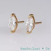 Wanderlust+Co 澳洲品牌 欖尖切割侯爵夫人鑽耳環 5A頂級鋯石單鑽耳環 Marquise