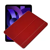 CITY for iPad Air5 10.9 2021 牛皮帶筆槽側掀三段式磁吸立架 紅色