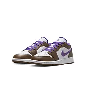 NIKE AIR JORDAN 1 LOW (GS) 中大童籃球鞋-棕紫-553560215 US4.5 棕色