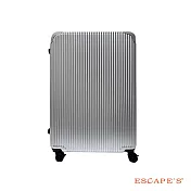 【Escape’s】日本同步熱賣 28吋 剎車 擴充拉鍊行李箱- 銀色
