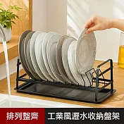 優の屋 工業風瀝水收納盤架-時尚黑