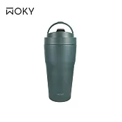 【WOKY 沃廚】-[●●]渾圓杯-手提雙層陶瓷易潔層保溫杯550ml 綠