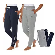 Calvin Klein 經典CK彈性抽繩休閒運動長褲/棉褲(2入組)- S 灰/藍