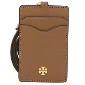 TORY BURCH 素面皮革票卡夾-焦糖