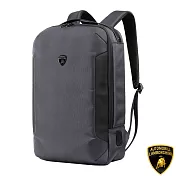 【Automobili Lamborghini】限量2折 頂級義大利皮革後背包 全新專櫃展示品(灰色 LBZA00375T)