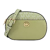 MICHAEL KORS JET SET GLAM荔枝紋拉鍊斜背圓餅包-多色選- 鼠尾草綠