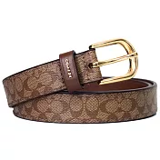 COACH 滿版LOGO-PVC皮帶 卡其駝