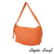 Legato Largo 半月形 亞麻款 可水洗單肩斜背包 Regular size- 橘色
