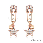 GIUMKA純銀耳環迴紋針造型耳釘垂墜心星相伴925純銀女耳飾 MFS22056 無 玫金色耳環一對