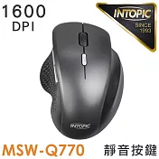 INTOPIC 2.4GHz飛碟無線靜音滑鼠(MSWQ770) 鐵灰
