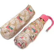 COACH 滿版LOGO印花折疊傘-草莓