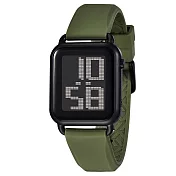 DIGITEC 數碼科技 DGS-6090T 休閒運動繽紛多色電子錶 黑框軍綠色