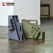 【日本天馬】VAZZO 可提式L型檔案收納盒(附分隔盒)- 軍綠