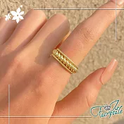 【伊飾童話】扭曲麻花＊復古彈性開口戒指/ 金