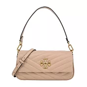 TORY BURCH KIRA 雙T字LOGO斜紋衍縫肩/斜兩用包- 粉