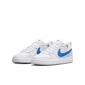 NIKE COURT BOROUGH LOW 2 (GS) 中大童休閒鞋-白藍-BQ5448123 US4.5 白色