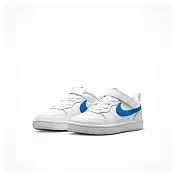 NIKE COURT BOROUGH LOW 2 (PSV) 中大童休閒鞋-白藍-BQ5451123 22 白色