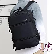 【iSPurple】大容量商務＊旅行多層安全扣後揹包/ 黑