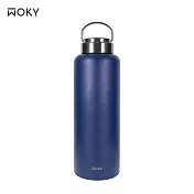 【WOKY 沃廚】提手輕芯鈦瓷易潔層保溫瓶1200ML (5色可選) 湛海藍 (藍色)