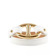 HERMES Epsom皮革 金色豬鼻雙圈手環 展示品 (XS) (白色)