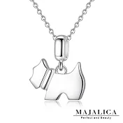 Majalica純銀項鍊可愛狗狗925純銀吊墜短項鏈鎖骨鍊女鍊 PN7118 45cm 白色