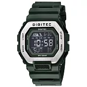 DIGITEC 數碼科技 DG-5050T 休閒穿搭時尚多功能防水電子錶 軍綠(銀框)