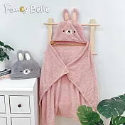 義大利Fancy Belle《妮妮兔》連帽披肩毯90*120cm(共兩色)-粉色