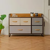 【H&R安室家】日系麻布雙層五抽收納櫃/置物櫃BNF116