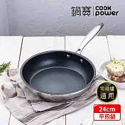 【CookPower 鍋寶】Diamond系列鋼鑽不鏽鋼不沾平煎鍋24CM IH/電磁爐適用