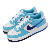 Nike 休閒鞋 Air Force 1 LV8 2 GS 女鞋 大童鞋 白 藍 皮革 AF1 經典 DZ2660-100