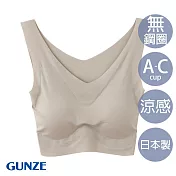 【日本GUNZE】涼感保濕無痕罩杯式背心(KL7255-COF) M 棕色