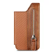 【EZlife】磁扣翻蓋多插卡夾手機支架 棕色