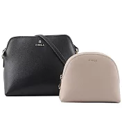 FURLA Camelia 雙色附小袋迷你斜背包 (黑色/芭蕾粉)