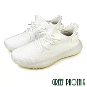 【GREEN PHOENIX】男 休閒鞋 運動鞋 潮鞋 百搭 潮流 直套式 飛線編織 JP25.5 白色