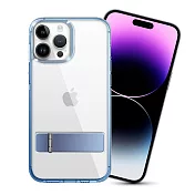 For iPhone14 Pro Max 閃耀可站立透明手機保護殼 藍色