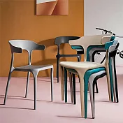 【AOTTO】免組裝簡約造型休閒椅餐椅-2入(餐椅 戶外椅 牛角椅 靠背椅) 灰色