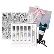 DIPTYQUE 經典淡香水禮盒[7.5mlX5淡香水+提袋+花束]-國際航空版-情人節獻禮