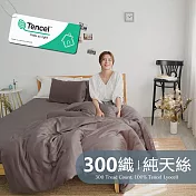 《BUHO》素面文青300織100%TENCEL純天絲™6尺加大床包+8x7尺特大被套四件組 《摩卡咖》