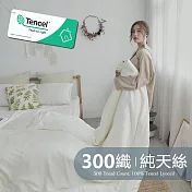《BUHO》素面文青300織100%TENCEL純天絲™床包兩用被四件組-雙人加大 《珍珠白》