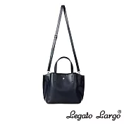 Legato Largo 新版 驚異的輕量化 小法式輕便簡約 手提斜背兩用包- 黑色