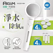 法國 阿基姆 AGiM 淨水除氯蓮蓬頭組+除氯球4入+濾芯棉4入DS220-WH+AN220+FC-220 震旦代理