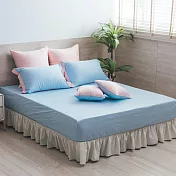 【麗塔寢飾】60支紗精梳棉 雙人加大床包枕套三件組 朵朵奶昔 水藍+淡粉