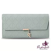 【iSPurple】菱格金葉*三折皮革手拿長夾/ 淺綠