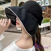 【Decoy】壓花蝴蝶＊蝴蝶結防曬空頂漁夫遮陽帽/ 黑