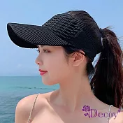 【Decoy】純色馬尾＊彈性空頂遮陽鴨舌帽/ 黑