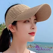 【Decoy】純色馬尾＊彈性空頂遮陽鴨舌帽/ 卡其
