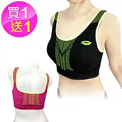 AMANDA艾曼達  買1送1 運動內衣 舒適動感亮螢(3719) F(L~XL)桃螢x2