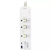 【安全達人】4開3插3P 20W USB超級閃充延長線 C-81PLC