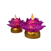 【UP101】7日蓮花祈願心燭充電款2入組(LED蠟燭 法會供燈 模擬蠟燭 電子心燈 祈願心燈/Y205) 紫色2入組